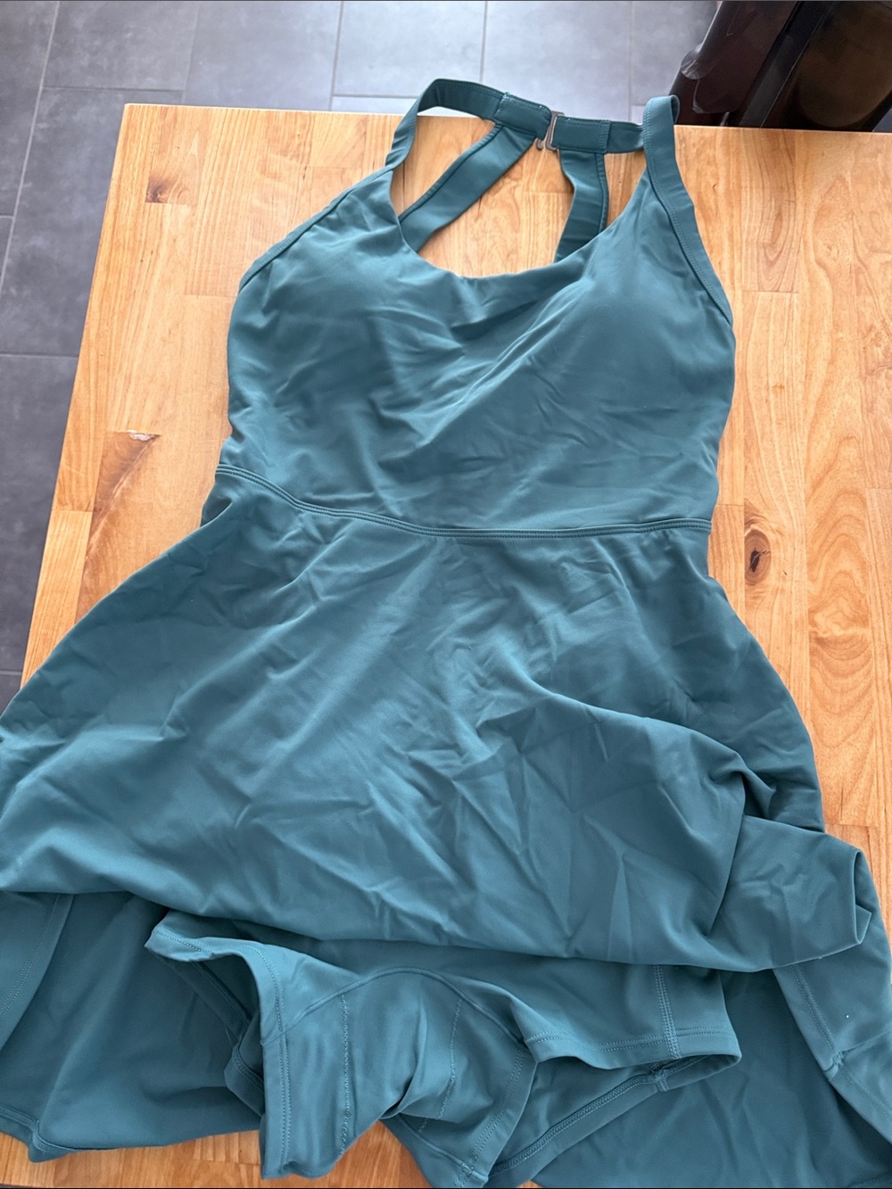 HALARA Teal Halter High-Low Skater Dress